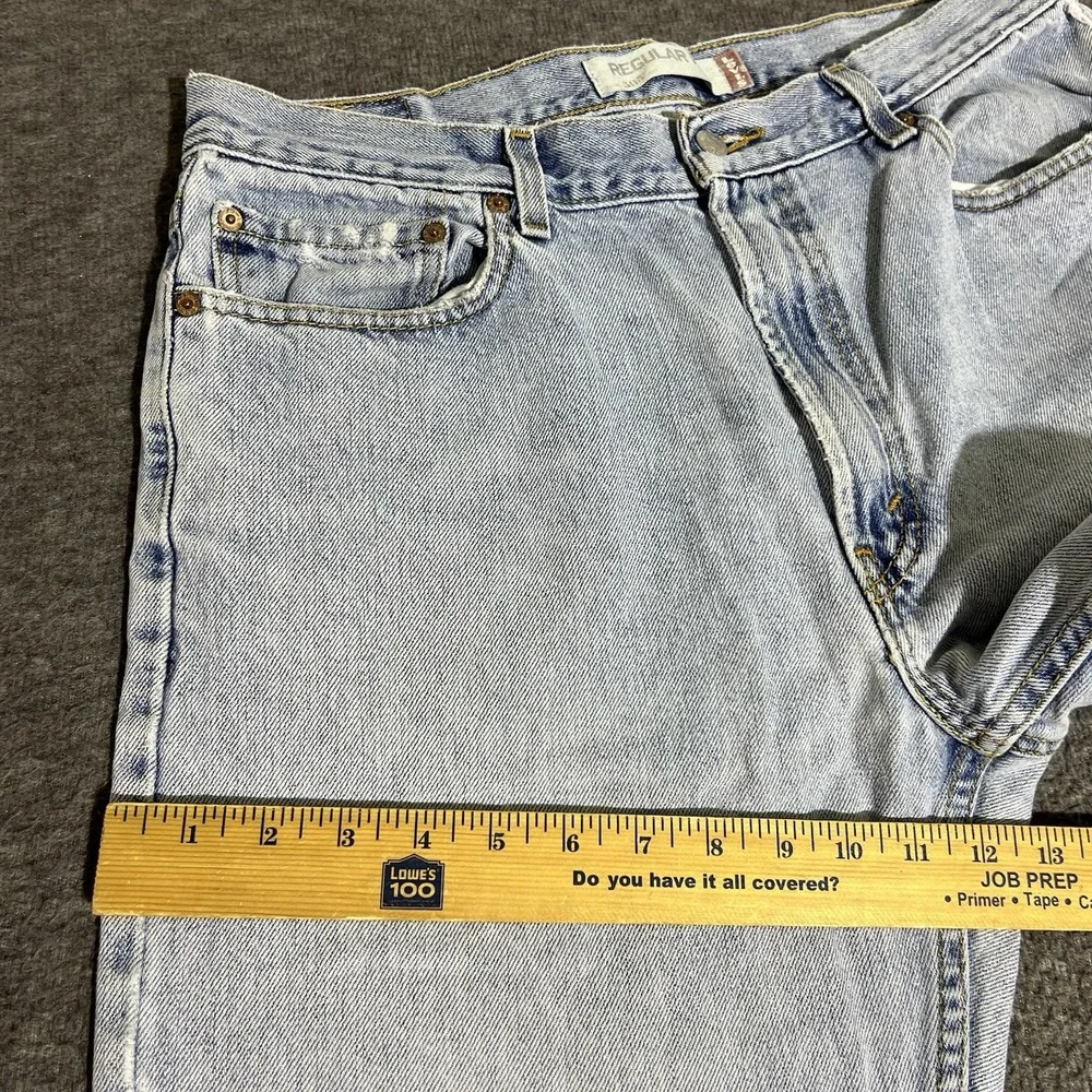 Levi's 505 Jeans Men 34x31 Blue Regular Fit Distressed Light Wash Denim Pants